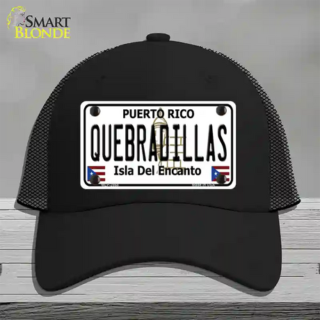 Quebradillas Puerto Rico Novelty License Plate Hat Mesh / Black