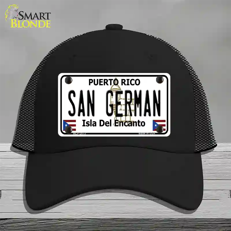 San German Puerto Rico Novelty License Plate Hat Mesh / Black