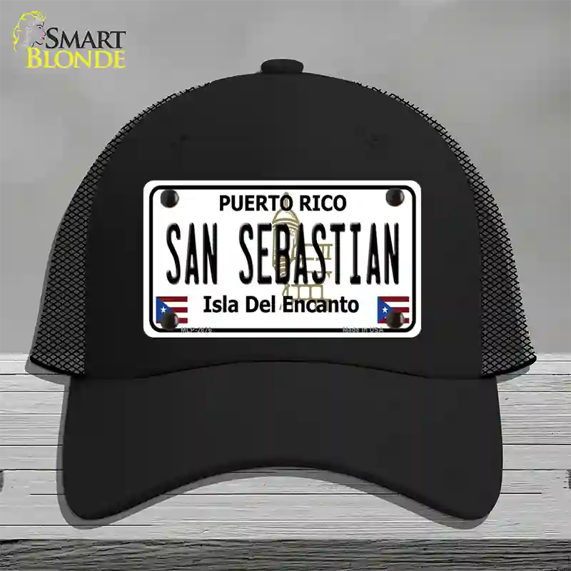 San Sebastian Puerto Rico Novelty License Plate Hat Mesh / Black