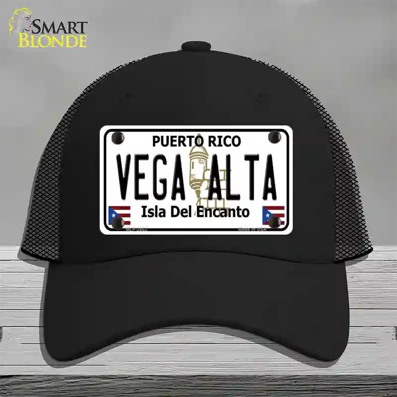 Vega Alta Puerto Rico Novelty License Plate Hat Mesh / Black