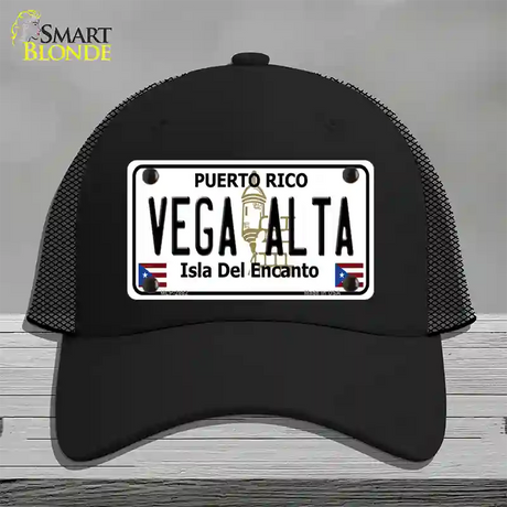 Vega Alta Puerto Rico Novelty License Plate Hat Mesh / Black