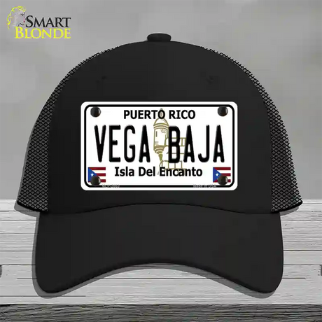 Vega Baja Puerto Rico Novelty License Plate Hat Mesh / Black