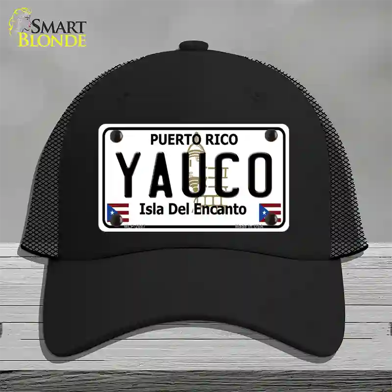 Yauco Puerto Rico Novelty License Plate Hat Mesh / Black