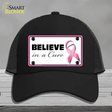 Believe In A Cure Novelty License Plate Hat Sign Mesh / Black