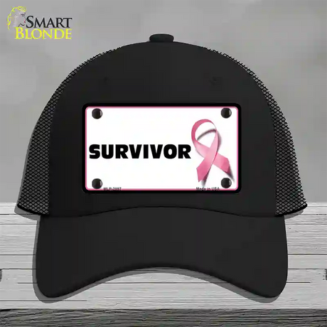 Survivor Breast Cancer Novelty License Plate Hat Mesh / Black