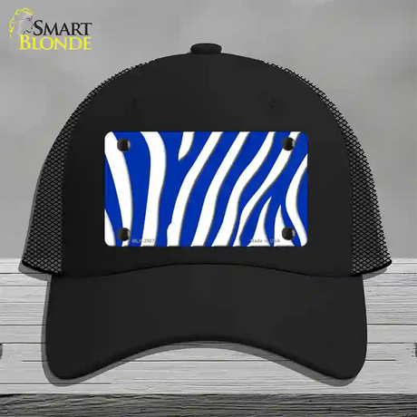 Blue White Zebra Novelty License Plate Hat Mesh / Black