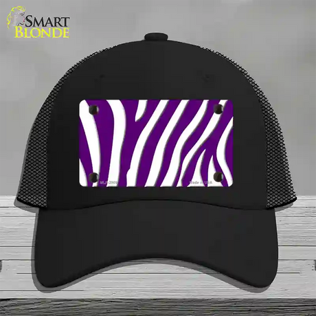 Purple White Zebra Novelty License Plate Hat Mesh / Black