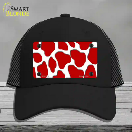 Red White Giraffe Novelty License Plate Hat Mesh / Black