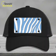 Light Blue White Zebra Novelty License Plate Hat Mesh / Black