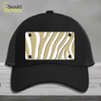 Gold White Zebra Novelty License Plate Hat Mesh / Black