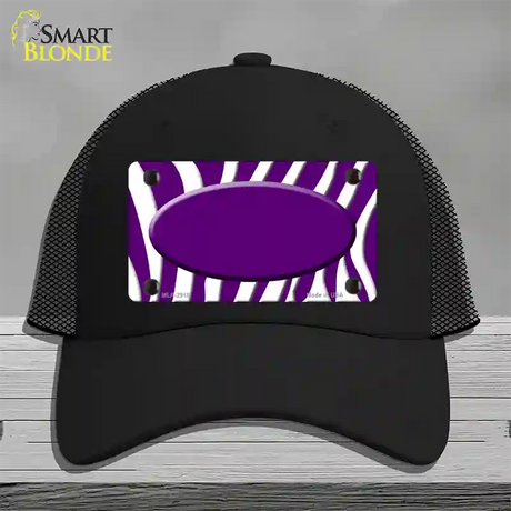 Purple White Zebra Purple Center Oval Novelty License Plate Hat Mesh / Black