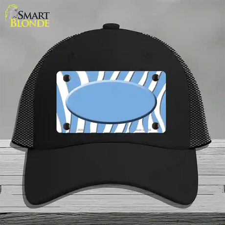 Light Blue White Zebra Light Blue Center Oval Novelty License Plate Hat Mesh / Black