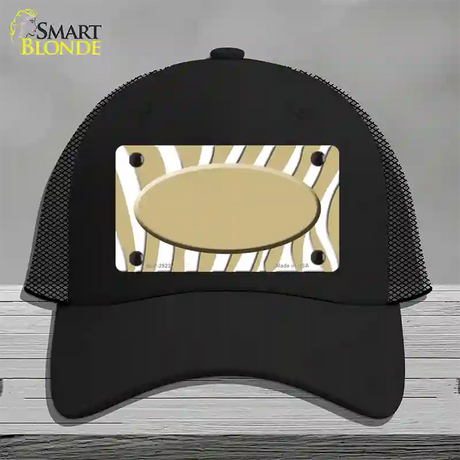 Gold White Zebra Gold Center Oval Novelty License Plate Hat Mesh / Black