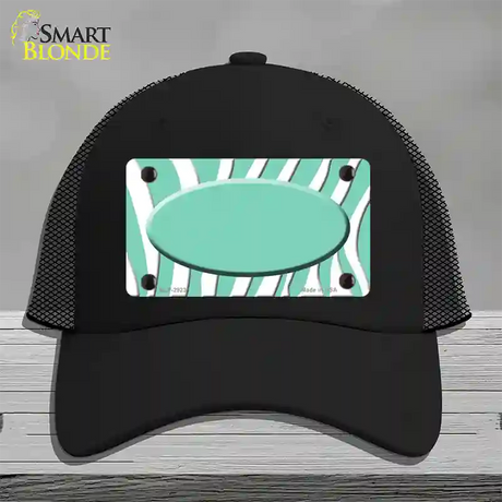 Mint White Zebra Mint Center Oval Novelty License Plate Hat Mesh / Black