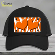 Orange White Zebra Orange Centered Hearts Novelty License Plate Hat Mesh / Black