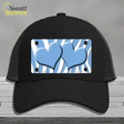 Light Blue White Zebra Light Blue Centered Hearts Novelty License Plate Hat Mesh / Black