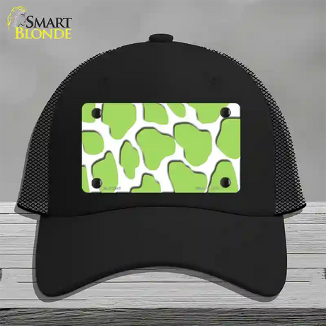 Lime Green White Giraffe Novelty License Plate Hat Mesh / Black