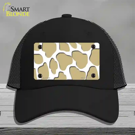 Gold White Giraffe Novelty License Plate Hat Mesh / Black