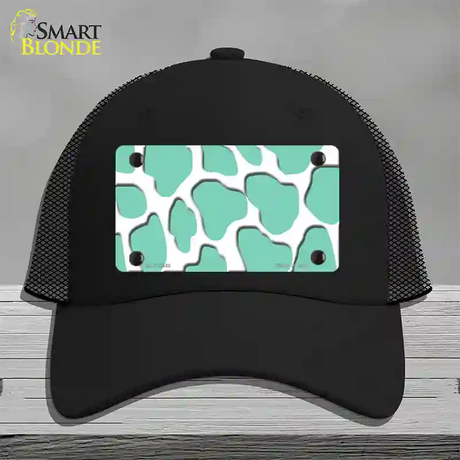 Mint White Giraffe Novelty License Plate Hat Mesh / Black