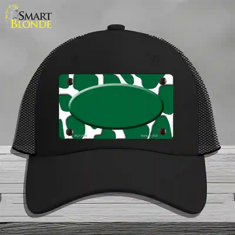 Green White Giraffe Green Center Oval Novelty License Plate Hat Mesh / Black