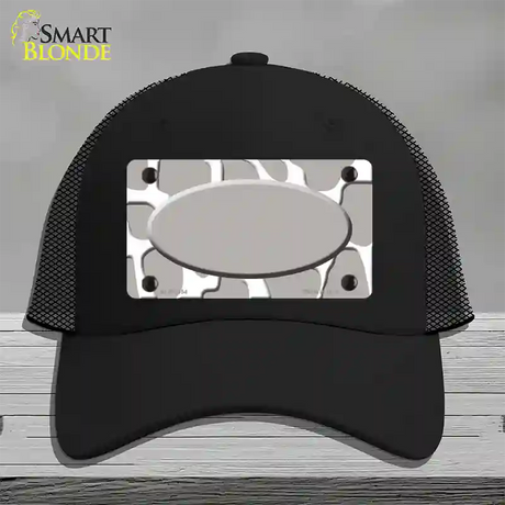 Grey White Giraffe Grey Center Oval Novelty License Plate Hat Mesh / Black