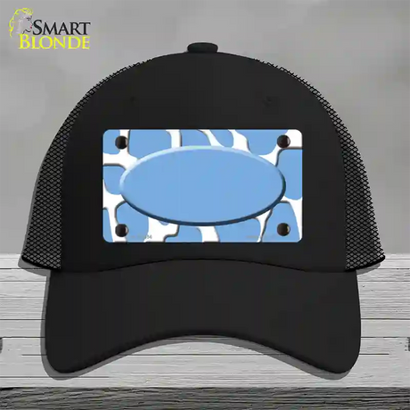 Light Blue White Giraffe Light Blue Center Oval Novelty License Plate Hat Mesh / Black