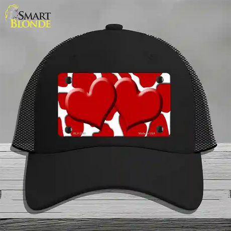 Red White Giraffe Red Centered Hearts Novelty License Plate Hat Mesh / Black