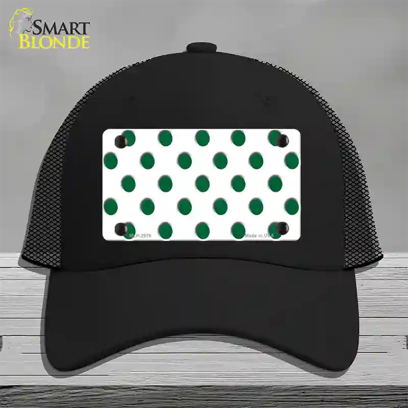 Green White Polka Dot Novelty License Plate Hat Mesh / Black