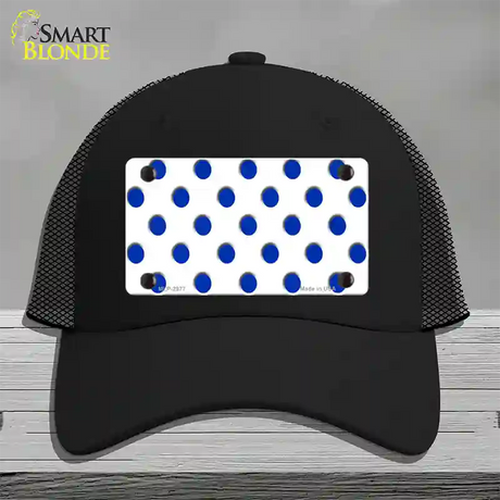 Blue White Polka Dot Novelty License Plate Hat Mesh / Black