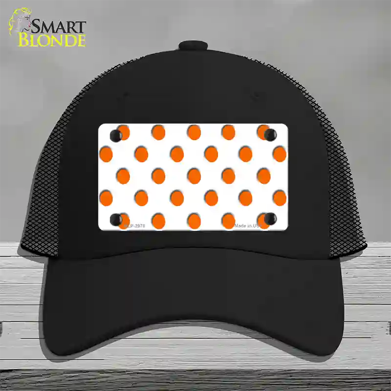 Orange White Polka Dot Novelty License Plate Hat Mesh / Black