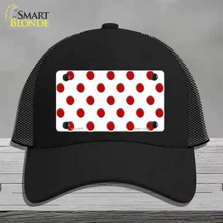 Red White Polka Dot Novelty License Plate Hat Mesh / Black