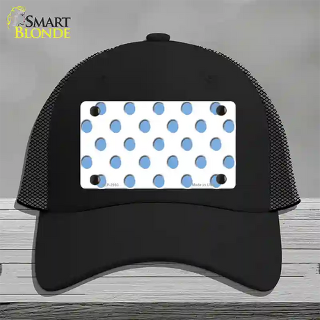 Light Blue White Polka Dot Novelty License Plate Hat Mesh / Black