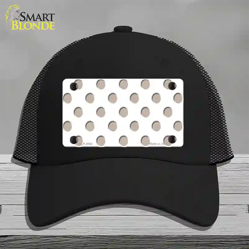 Tan White Polka Dot Novelty License Plate Hat Mesh / Black