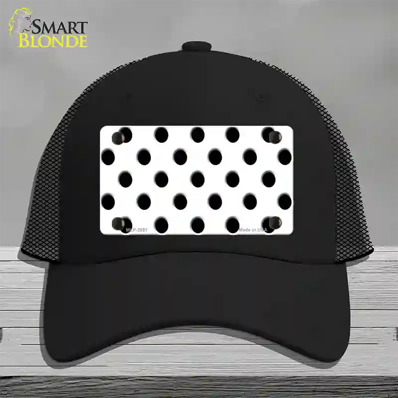 Black White Polka Dot Novelty License Plate Hat Mesh / Black