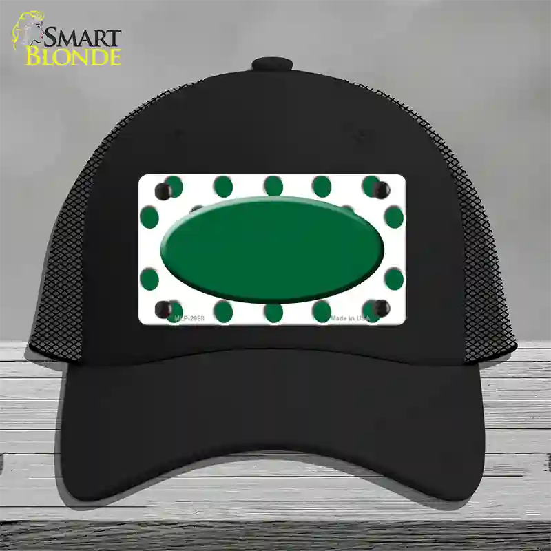 Green White Polka Dot Green Center Oval Novelty License Plate Hat Mesh / Black