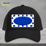 Blue White Polka Dot Blue Center Oval Novelty License Plate Hat Mesh / Black