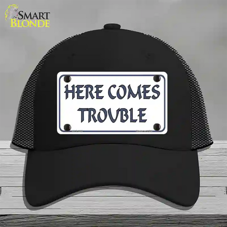 Here Comes Trouble Novelty License Plate Hat Mesh / Black