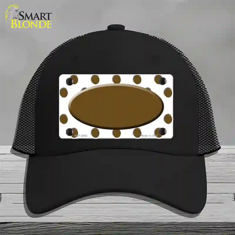 Brown White Polka Dot Brown Center Oval Novelty License Plate Hat Mesh / Black