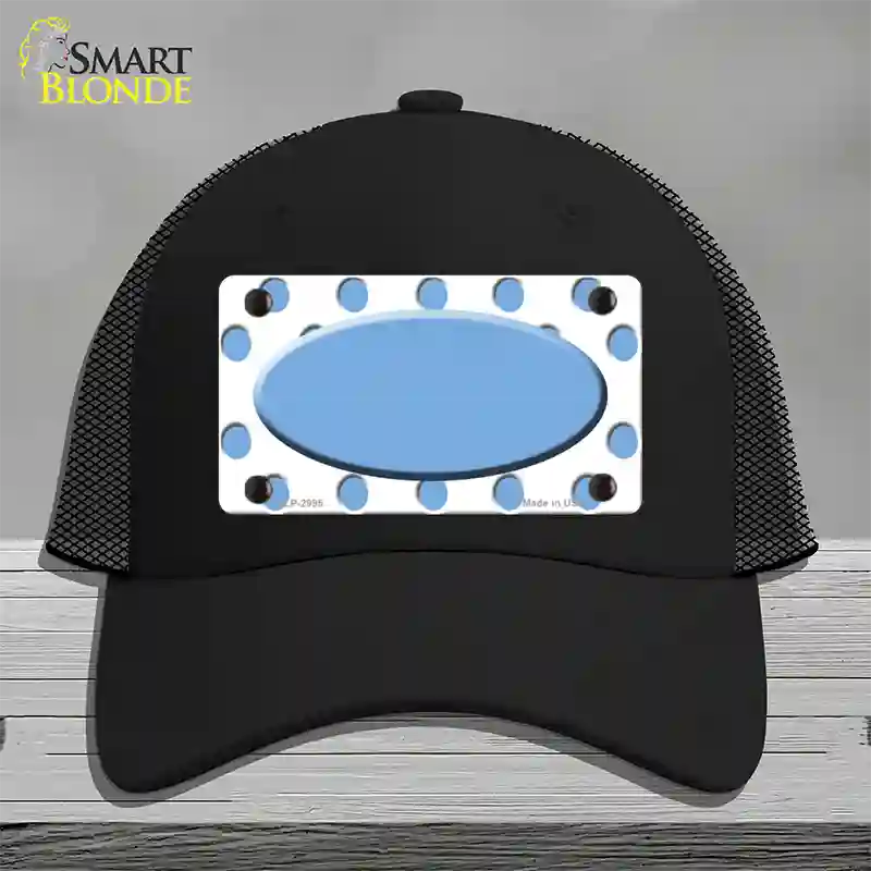 Light Blue White Polka Dot Light Blue Center Oval Novelty License Plate Hat Mesh / Black