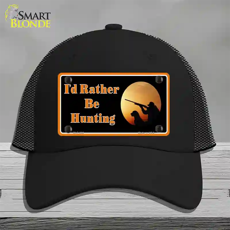 Id Rather Be Hunting Novelty License Plate Hat Mesh / Black