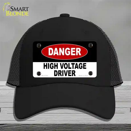 Danger High Voltage Driver Novelty License Plate Hat Mesh / Black