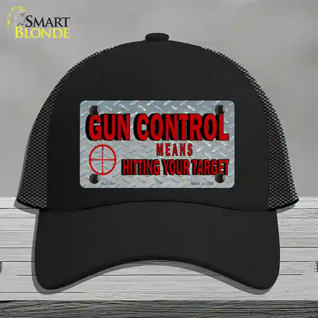 Gun Control Novelty License Plate Hat Mesh / Black