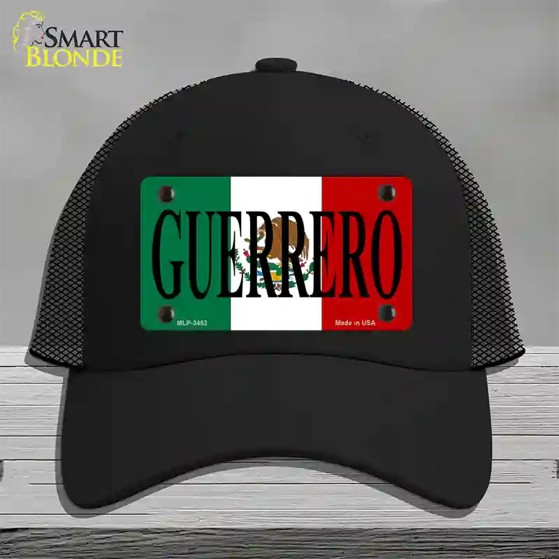Guerrero Mexico Flag Novelty License Plate Hat Mesh / Black