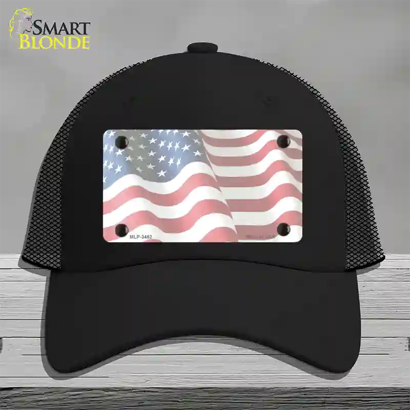 Faded Old Glory Novelty License Plate Hat Mesh / Black