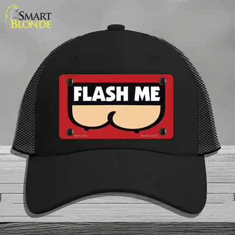 Flash Me Novelty License Plate Hat Mesh / Black