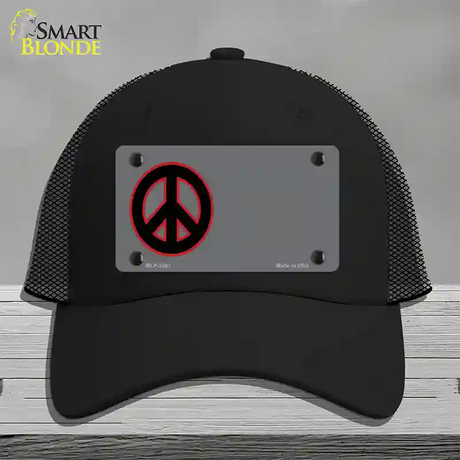 Peace Symbol Offset Novelty License Plate Hat Mesh / Black