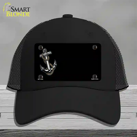 Anchor Offset Novelty License Plate Hat Mesh / Black