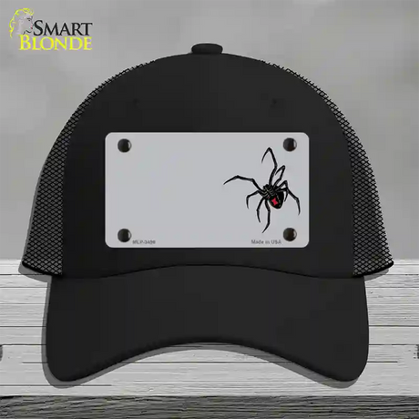 Black Widow Offset Novelty License Plate Hat Mesh / Black