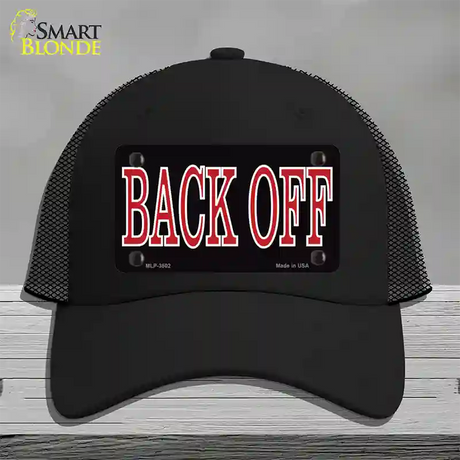 Back Off Black Novelty License Plate Hat Mesh / Black