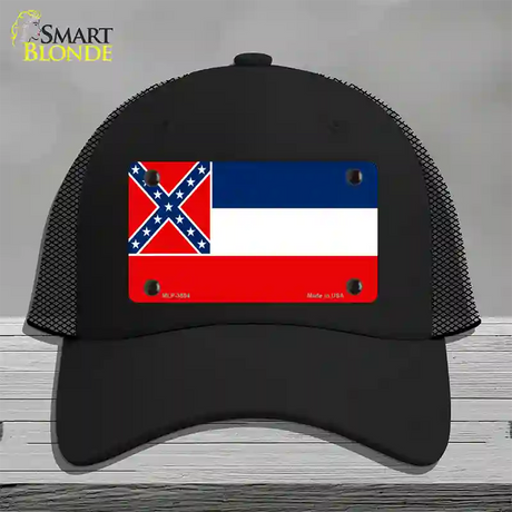 Mississippi Flag Novelty License Plate Hat Mesh / Black